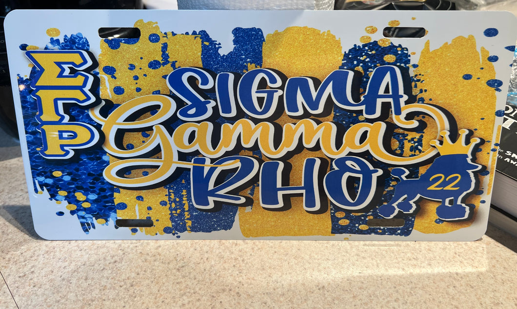 Sigma Gamma Rho Customizable license plate